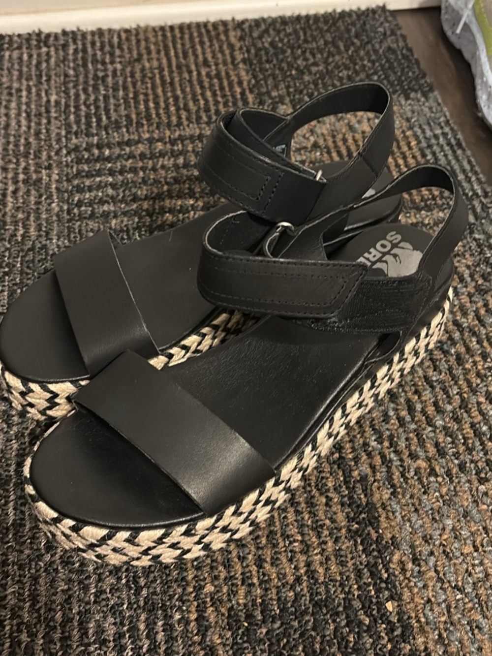 Black Platform Espadrille Sandals with Ankle Strap